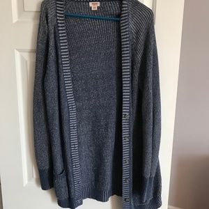 Long Blue Knit Cardigan